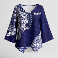 Samoa HRPP Kimono Sleeve Blouse Samoan Motif Patterns LT9 Female Blue - Polynesian Pride