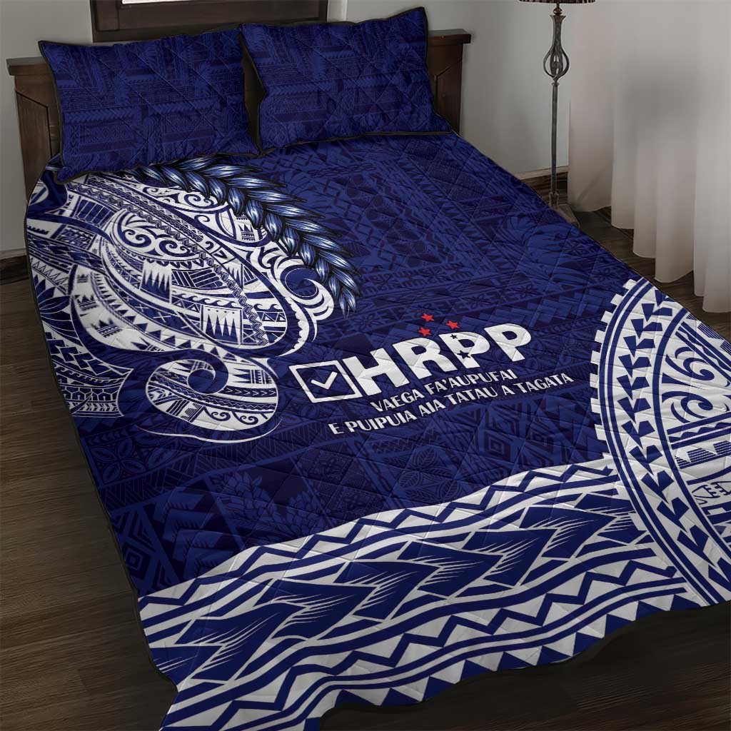 Samoa HRPP Quilt Bed Set Samoan Motif Patterns LT9 Blue - Polynesian Pride