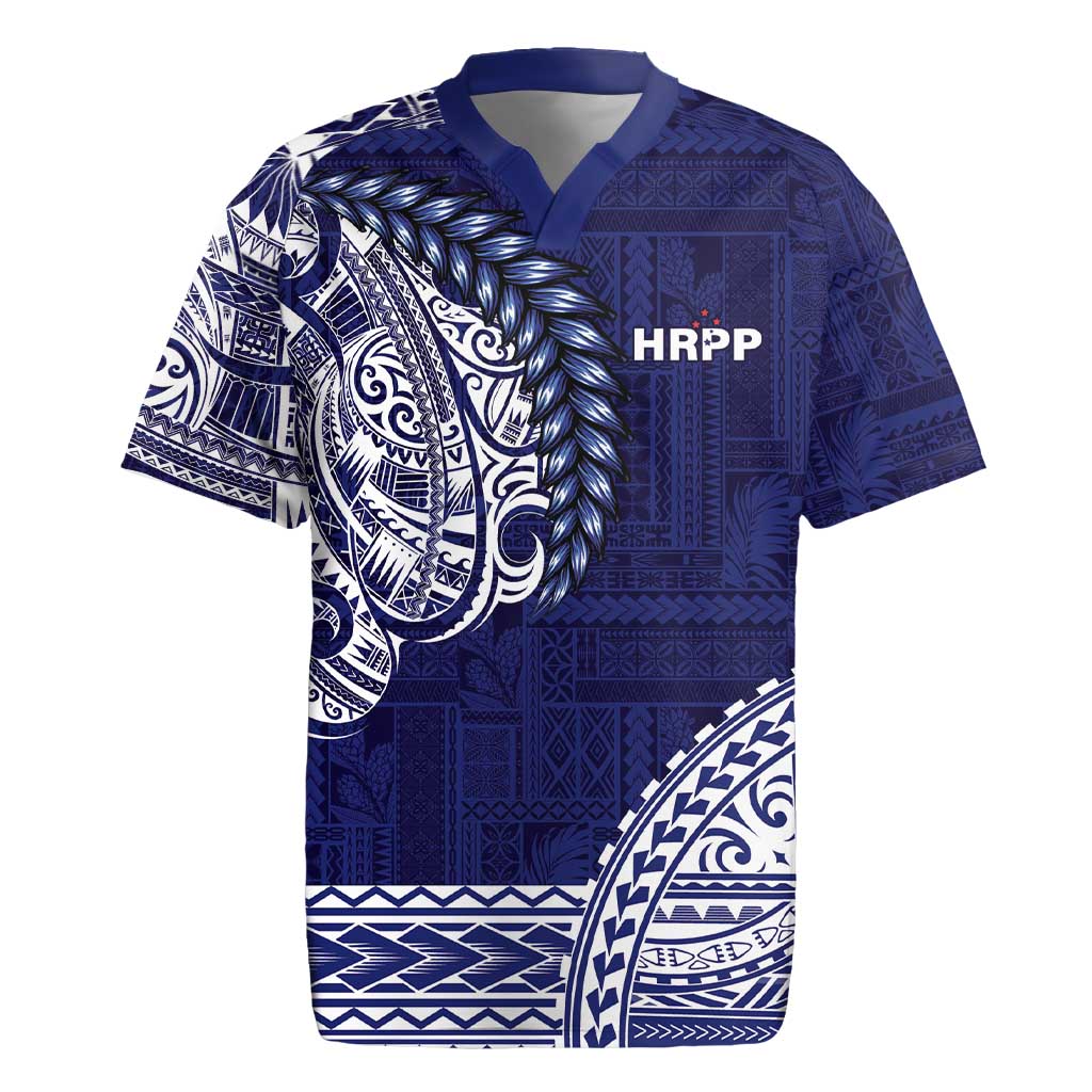 Samoa HRPP Rugby Jersey Samoan Motif Patterns LT9 Blue - Polynesian Pride
