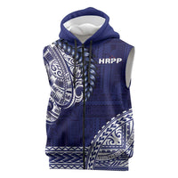 Samoa HRPP Sleeveless Zip Hoodie Samoan Motif Patterns LT9 Blue - Polynesian Pride