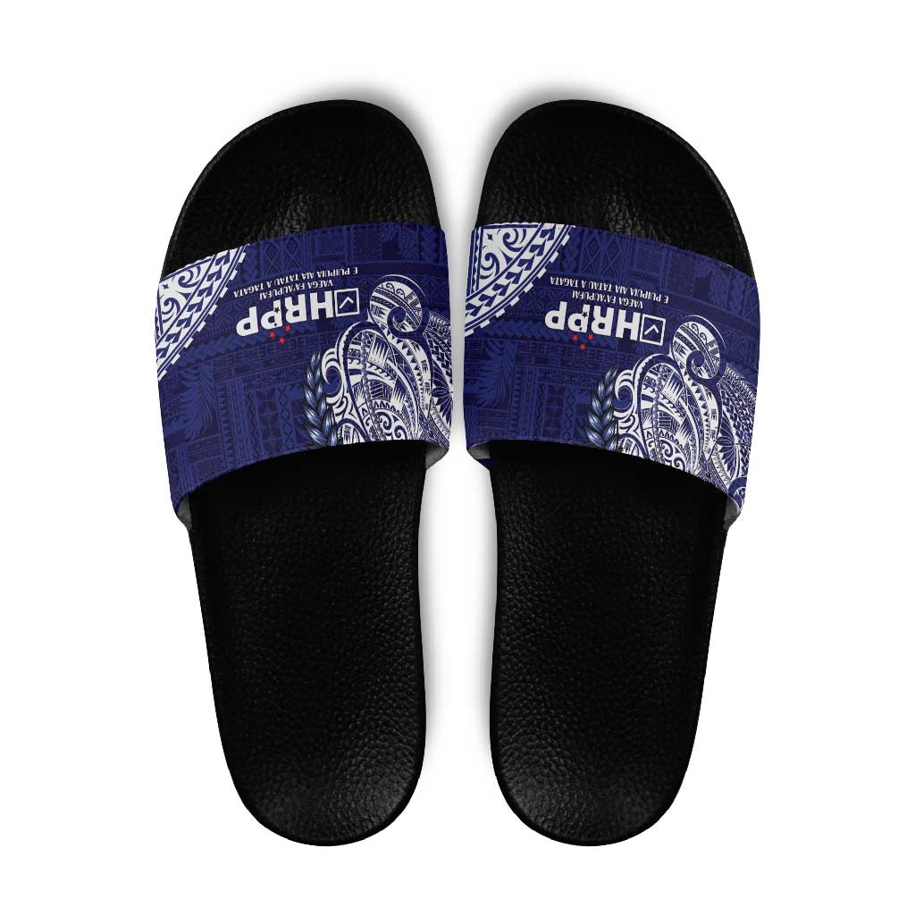 Samoa HRPP Slide Sandals Samoan Motif Patterns LT9 Blue - Polynesian Pride