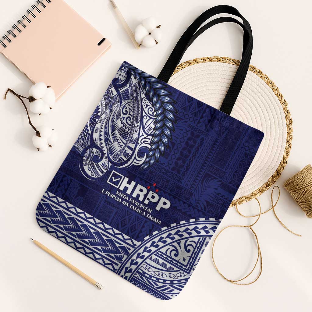 Samoa HRPP Tote Bag Samoan Motif Patterns LT9 Black Strap One Size Blue - Polynesian Pride