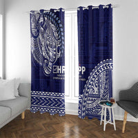 Samoa HRPP Window Curtain Samoan Motif Patterns LT9 With Grommets Blue - Polynesian Pride