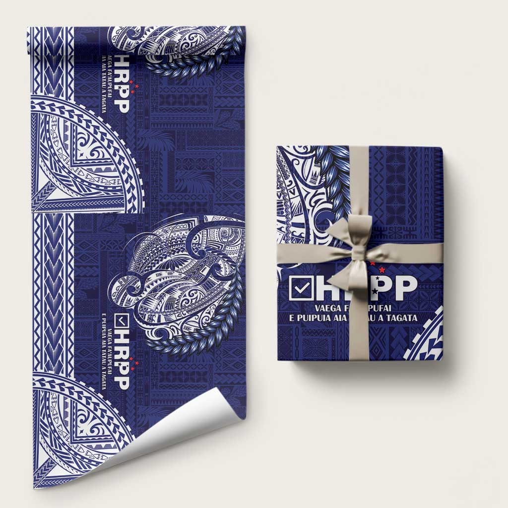 Samoa HRPP Wrapping Paper Samoan Motif Patterns LT9 58" × 23" Blue - Polynesian Pride