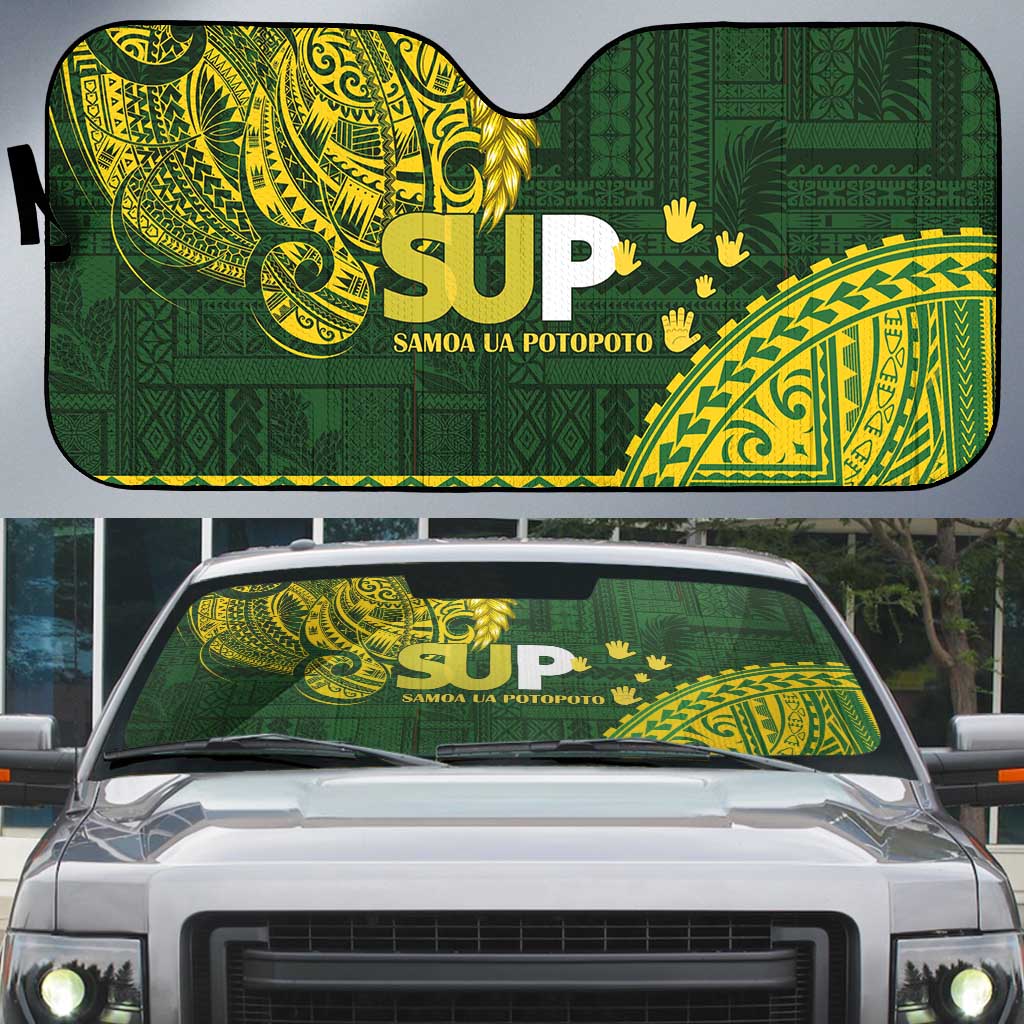 Samoa SUP Auto Sun Shade Samoan Motif Patterns LT9 Green - Polynesian Pride