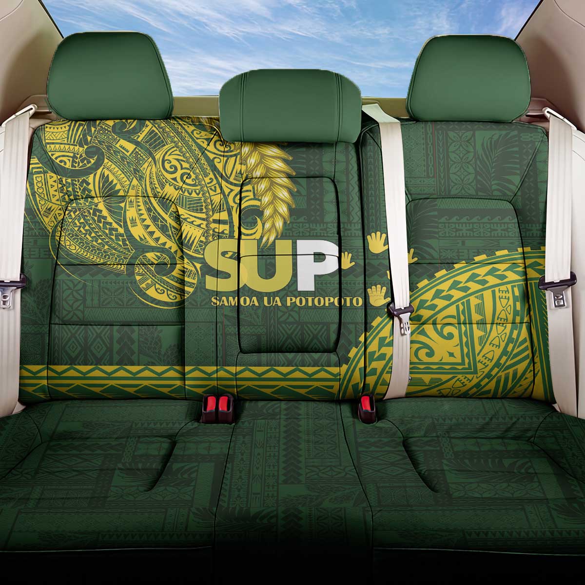 Samoa SUP Back Car Seat Cover Samoan Motif Patterns LT9 One Size Green - Polynesian Pride