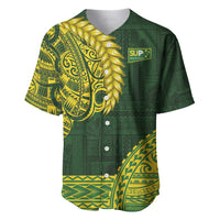 Samoa SUP Baseball Jersey Samoan Motif Patterns LT9 Green - Polynesian Pride