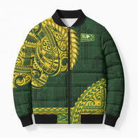 Samoa SUP Bomber Puffer Jacket Samoan Motif Patterns LT9 Unisex Green - Polynesian Pride
