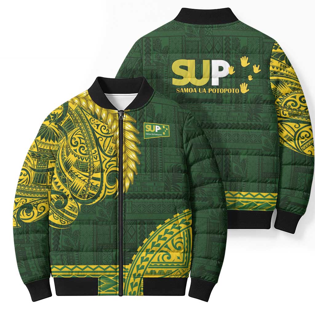 Samoa SUP Bomber Puffer Jacket Samoan Motif Patterns LT9 - Polynesian Pride