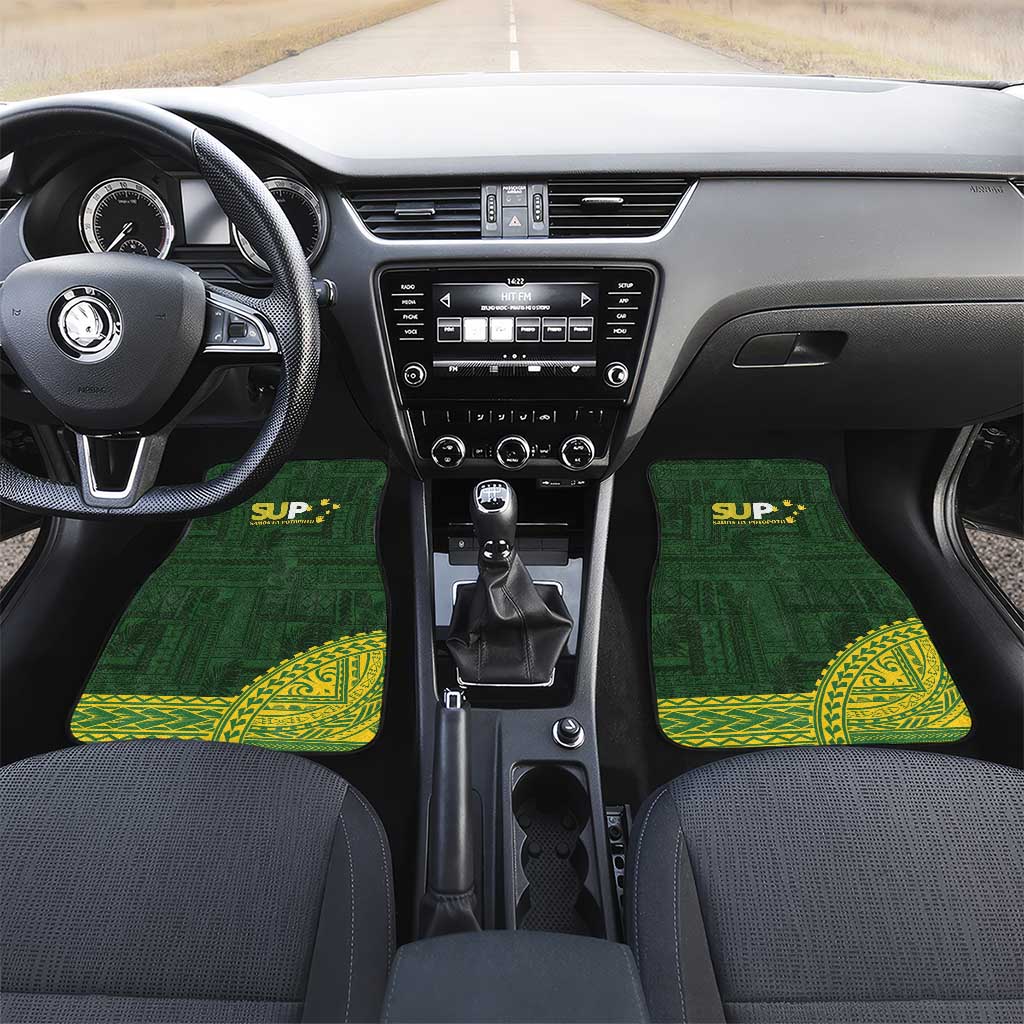 Samoa SUP Car Mats Samoan Motif Patterns LT9 Set 2pcs - Front Green - Polynesian Pride