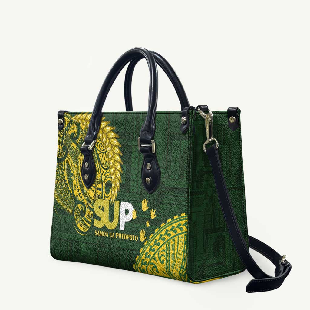 Samoa SUP Leather Bag Samoan Motif Patterns LT9 Green - Polynesian Pride