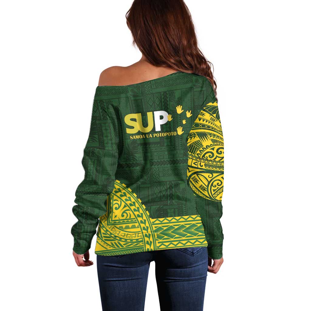 Samoa SUP Off Shoulder Sweater Samoan Motif Patterns LT9 - Polynesian Pride