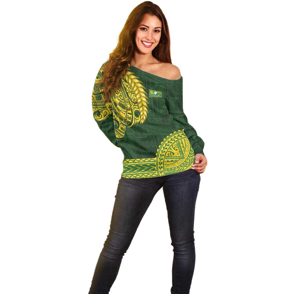 Samoa SUP Off Shoulder Sweater Samoan Motif Patterns LT9 - Polynesian Pride