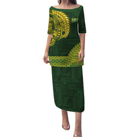 Samoa SUP Puletasi Samoan Motif Patterns LT9 Long Dress Green - Polynesian Pride