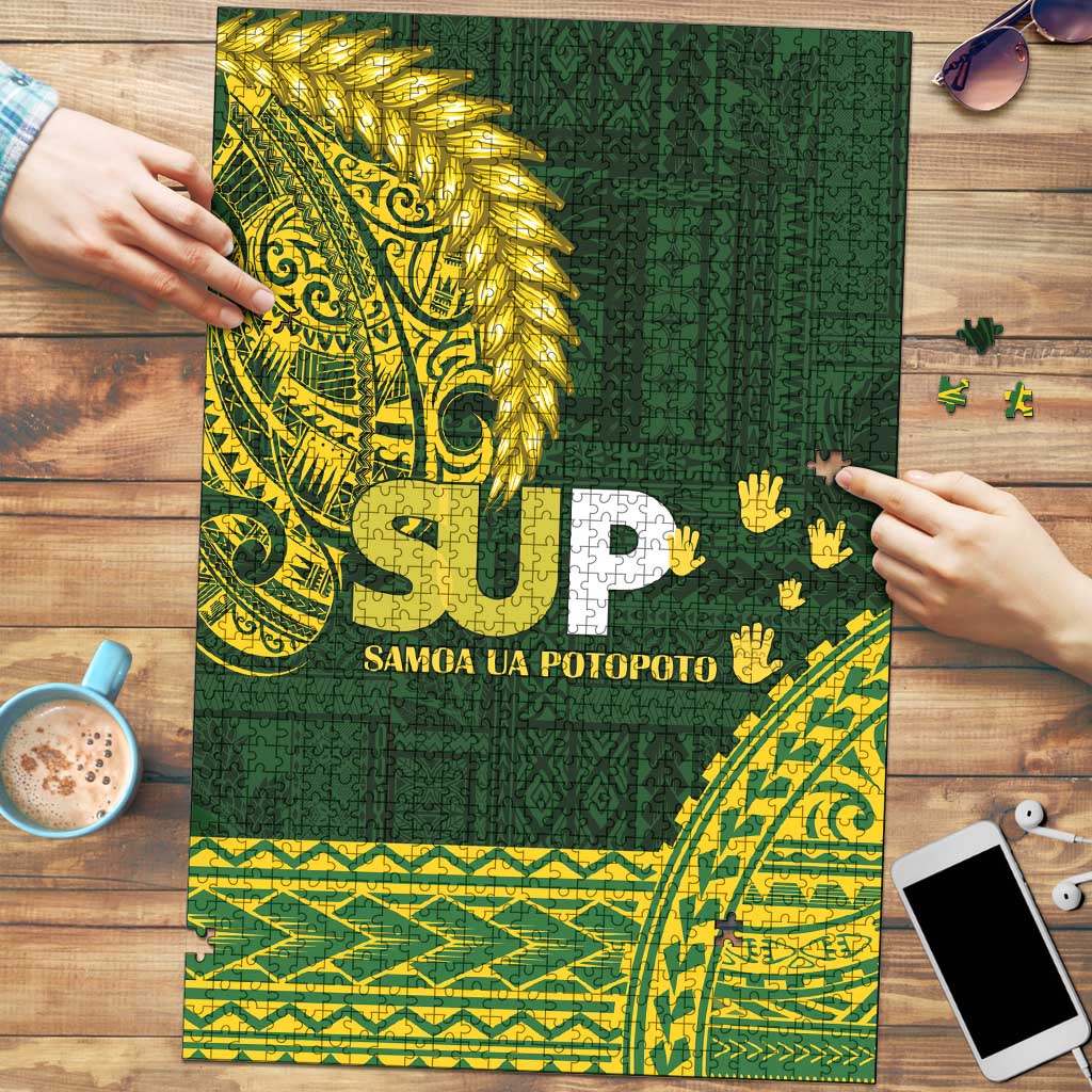Samoa SUP Puzzle Samoan Motif Patterns LT9 Green - Polynesian Pride