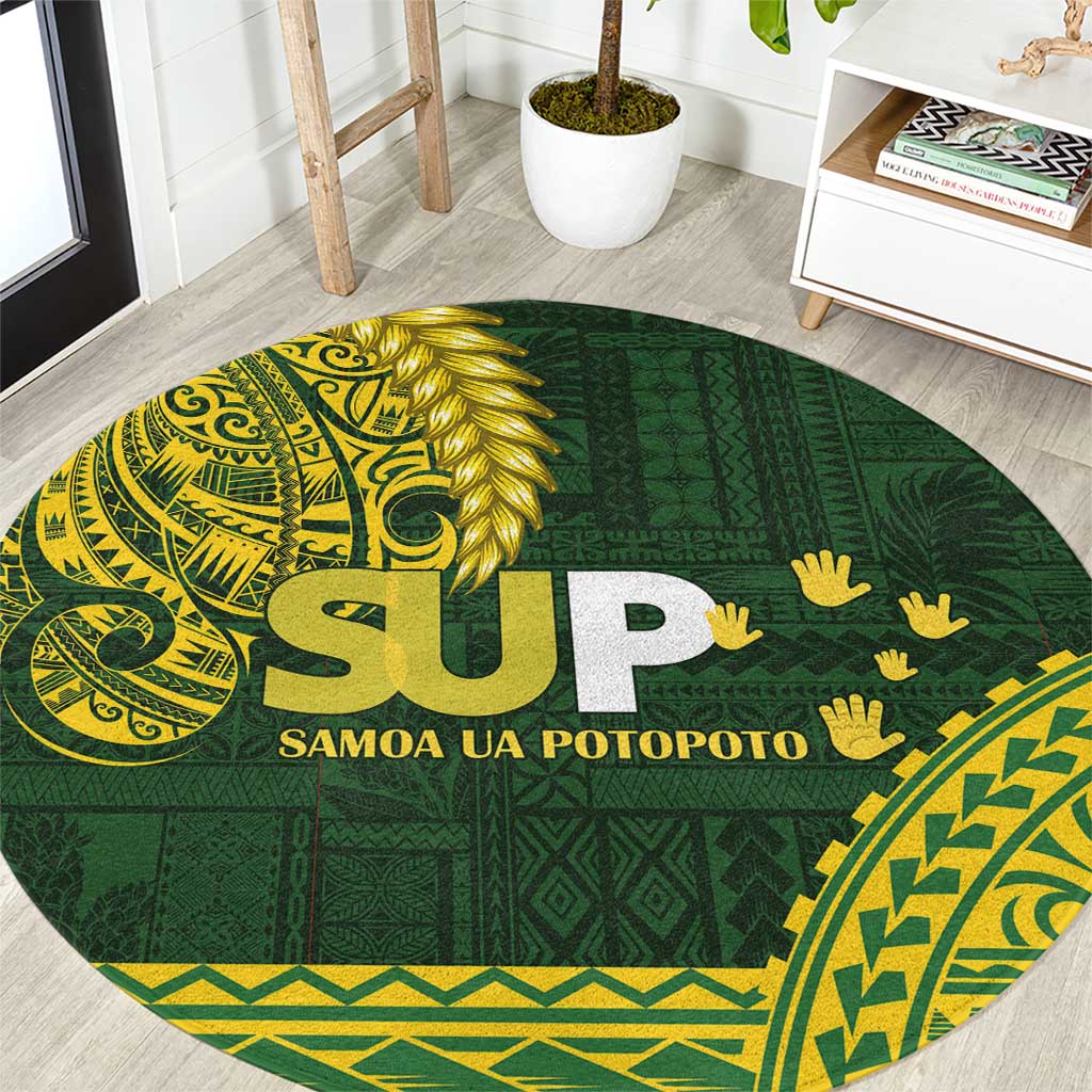 Samoa SUP Round Carpet Samoan Motif Patterns LT9 Green - Polynesian Pride