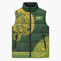 Samoa SUP Sleeveless Puffer Jacket Samoan Motif Patterns LT9 Unisex Green - Polynesian Pride