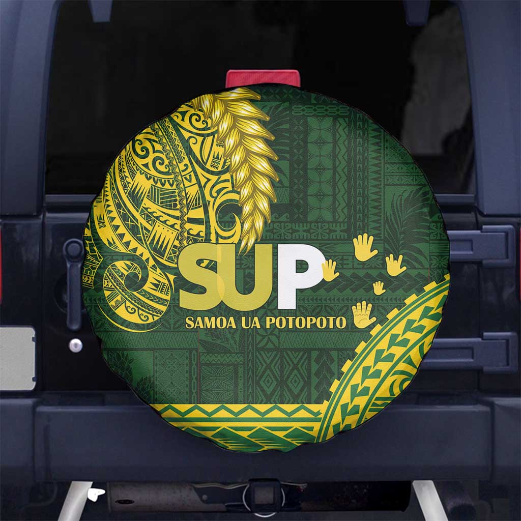 Samoa SUP Spare Tire Cover Samoan Motif Patterns LT9 No hole Green - Polynesian Pride