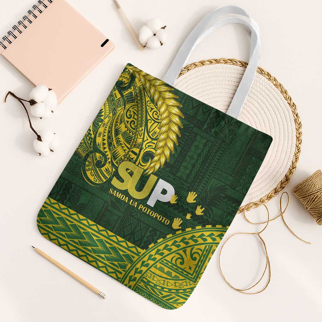 Samoa SUP Tote Bag Samoan Motif Patterns LT9 White Strap One Size Green - Polynesian Pride