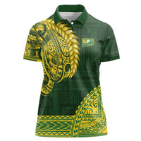 Samoa SUP Women Polo Shirt Samoan Motif Patterns LT9 Female Green - Polynesian Pride