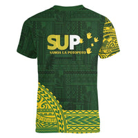 Samoa SUP Women V-Neck T-Shirt Samoan Motif Patterns LT9 - Polynesian Pride