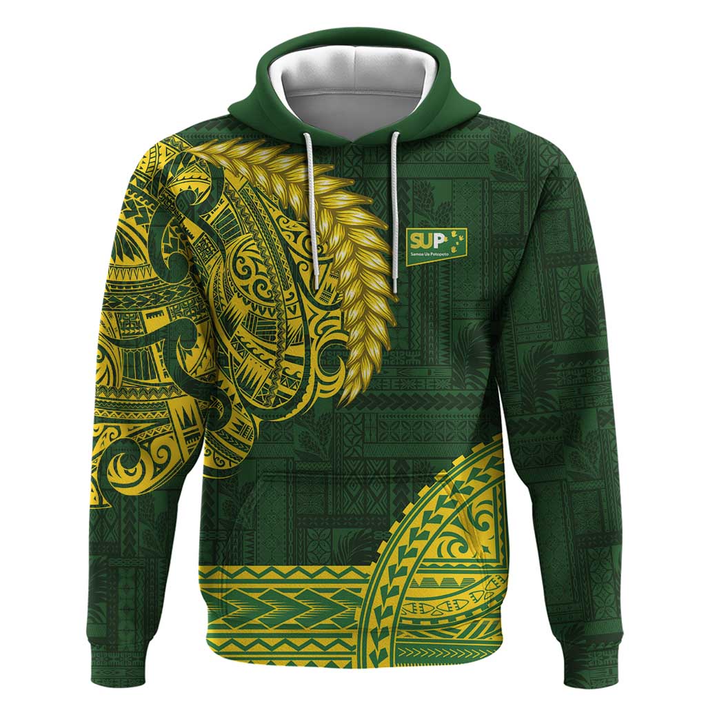 Samoa SUP Zip Hoodie Samoan Motif Patterns LT9 Pullover Hoodie Green - Polynesian Pride