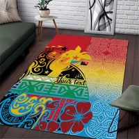Personalised Torba PNG Day Area Rug Oro Tapa Pattern LT9 Green - Polynesian Pride