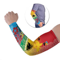 Personalised Torba PNG Day Arm Sleeves Oro Tapa Pattern LT9 Set of 2 Green - Polynesian Pride