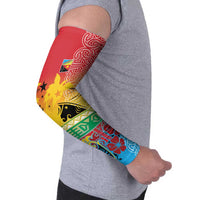 Personalised Torba PNG Day Arm Sleeves Oro Tapa Pattern LT9 - Polynesian Pride