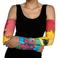 Personalised Torba PNG Day Arm Sleeves Oro Tapa Pattern LT9 - Polynesian Pride