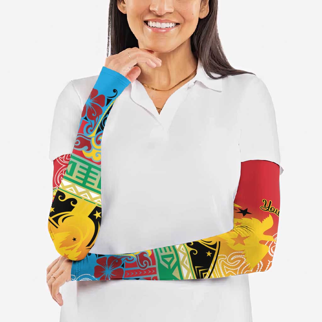 Personalised Torba PNG Day Arm Sleeves Oro Tapa Pattern LT9 - Polynesian Pride