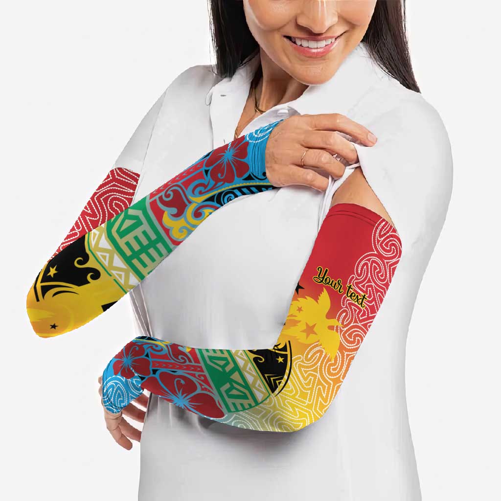 Personalised Torba PNG Day Arm Sleeves Oro Tapa Pattern LT9 - Polynesian Pride