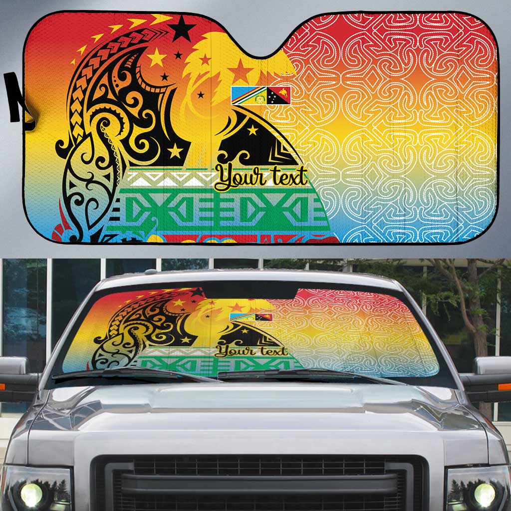 Personalised Torba PNG Day Auto Sun Shade Oro Tapa Pattern LT9 Green - Polynesian Pride