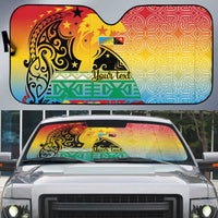 Personalised Torba PNG Day Auto Sun Shade Oro Tapa Pattern LT9 Green - Polynesian Pride