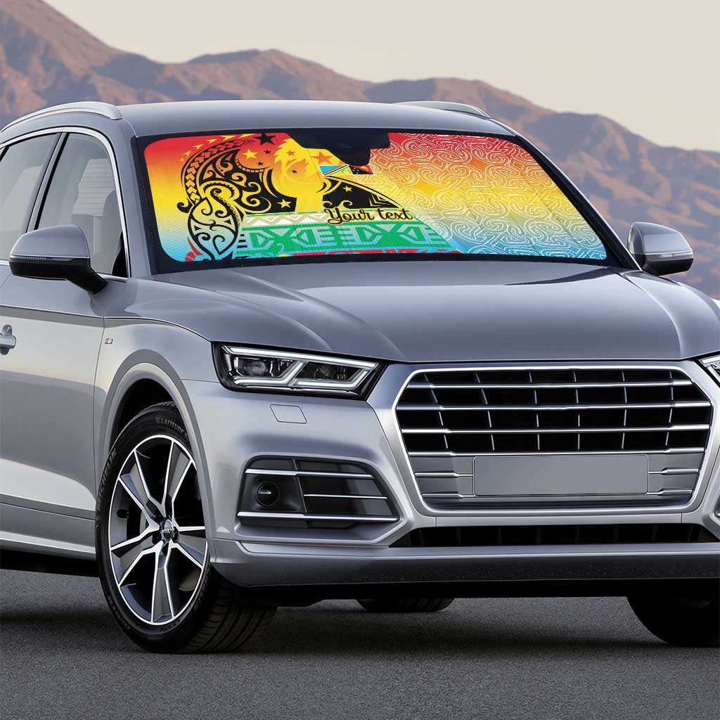 Personalised Torba PNG Day Auto Sun Shade Oro Tapa Pattern LT9 - Polynesian Pride