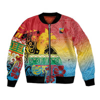 Personalised Torba PNG Day Bomber Jacket Oro Tapa Pattern LT9 Unisex Green - Polynesian Pride
