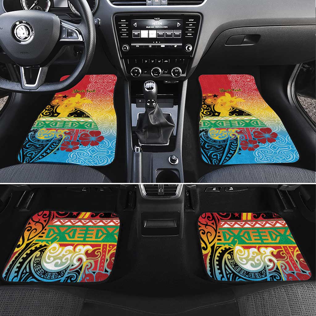 Personalised Torba PNG Day Car Mats Oro Tapa Pattern LT9 Set 4pcs Green - Polynesian Pride