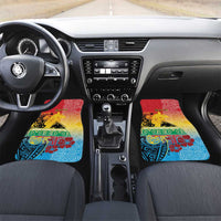 Personalised Torba PNG Day Car Mats Oro Tapa Pattern LT9 Set 2pcs - Front Green - Polynesian Pride
