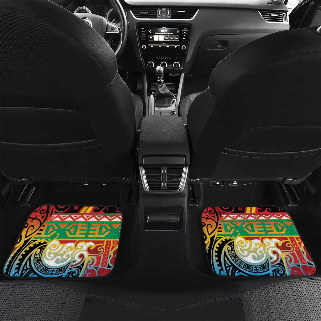 Personalised Torba PNG Day Car Mats Oro Tapa Pattern LT9 Set 2pcs - Back Green - Polynesian Pride