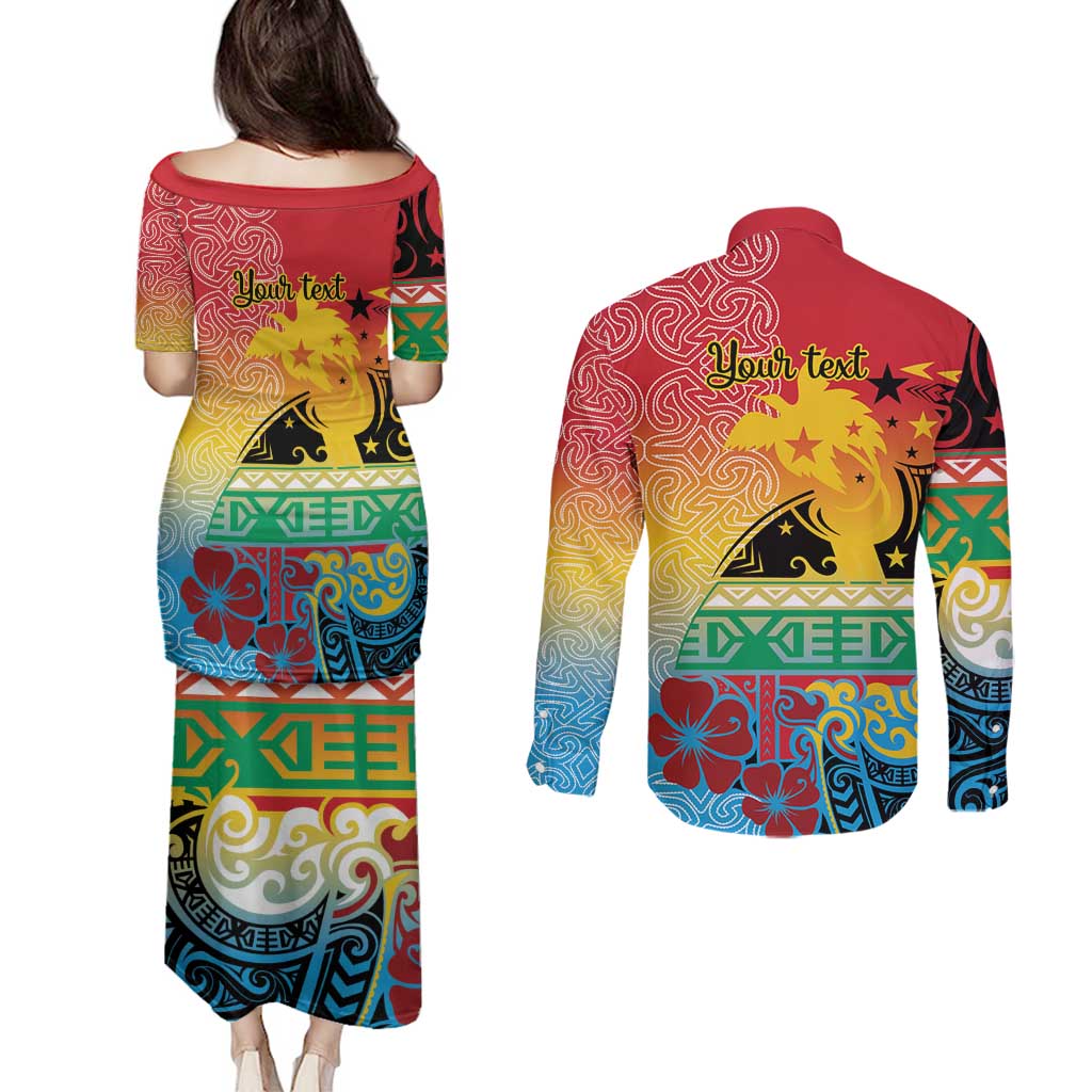 Personalised Torba PNG Day Couples Matching Puletasi and Long Sleeve Button Shirt Oro Tapa Pattern LT9 - Polynesian Pride