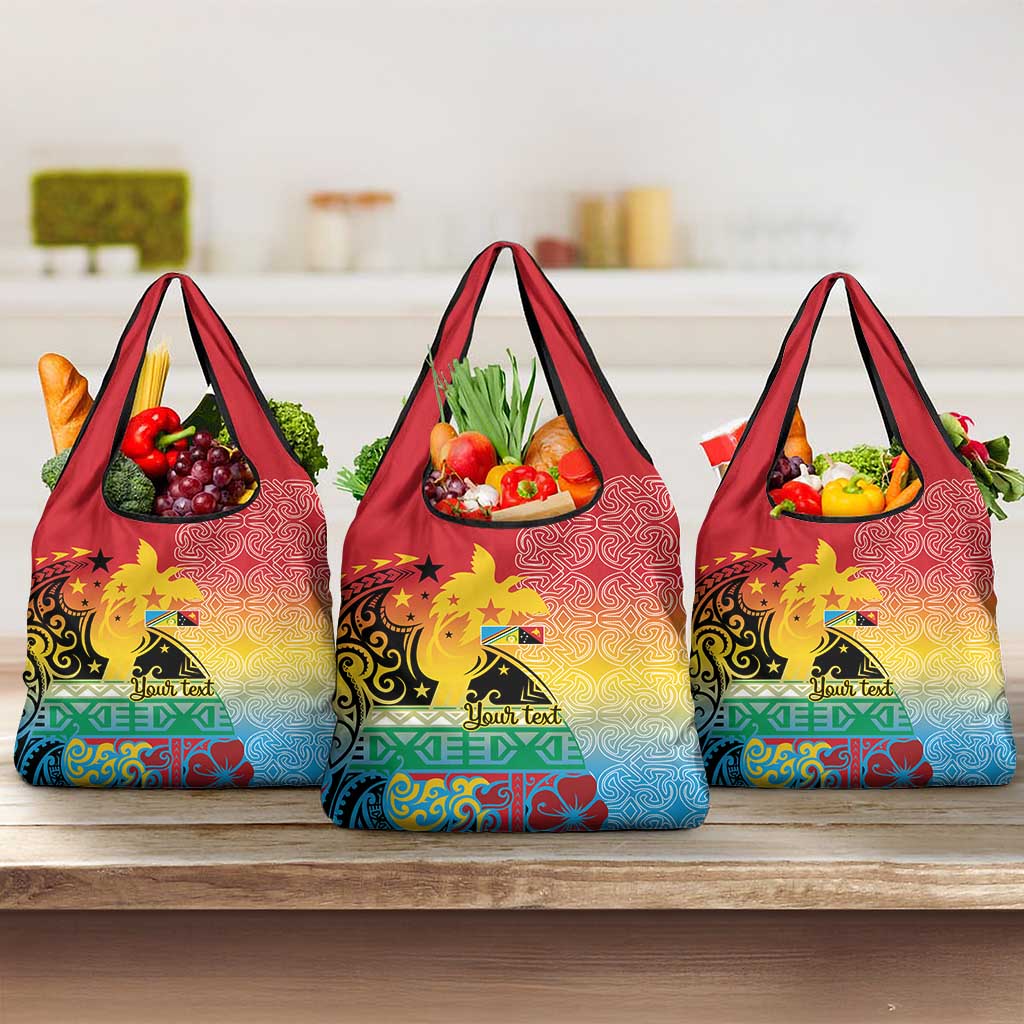 Personalised Torba PNG Day Grocery Bag Oro Tapa Pattern LT9 3-pack One Size Green - Polynesian Pride