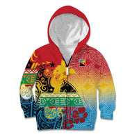 Personalised Torba PNG Day Kid Hoodie Oro Tapa Pattern LT9 Zip Hoodie Green - Polynesian Pride