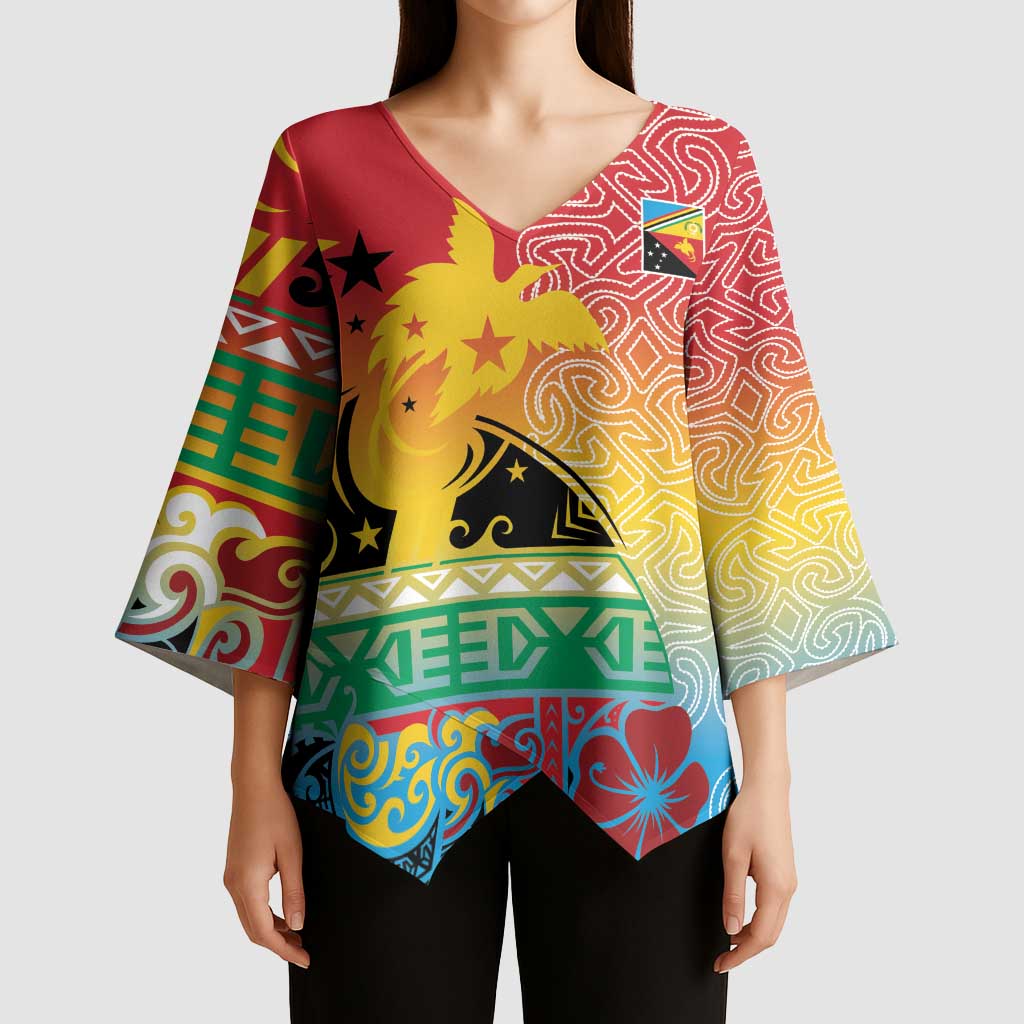 Personalised Torba PNG Day Kimono Sleeve Blouse Oro Tapa Pattern LT9 - Polynesian Pride