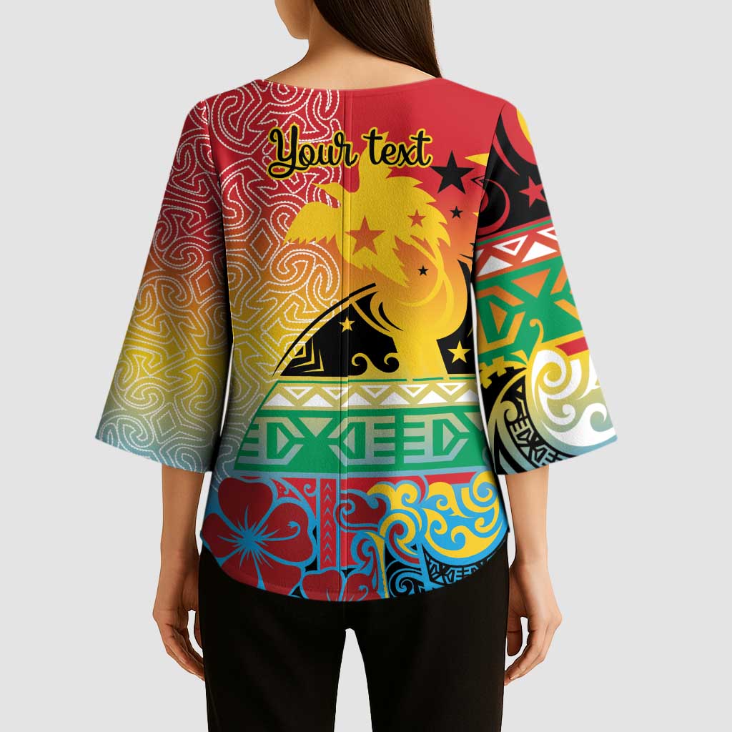 Personalised Torba PNG Day Kimono Sleeve Blouse Oro Tapa Pattern LT9 - Polynesian Pride
