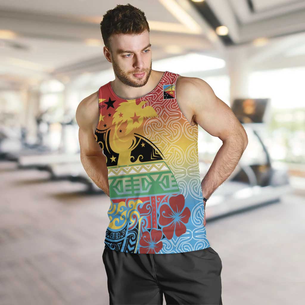 Personalised Torba PNG Day Men Tank Top Oro Tapa Pattern LT9 Green - Polynesian Pride