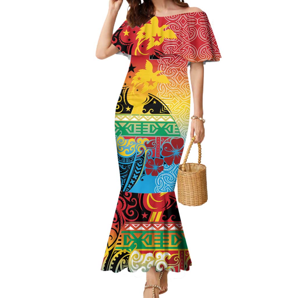 Personalised Torba PNG Day Mermaid Dress Oro Tapa Pattern LT9 Women Green - Polynesian Pride
