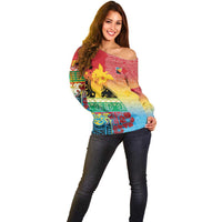 Personalised Torba PNG Day Off Shoulder Sweater Oro Tapa Pattern LT9 - Polynesian Pride