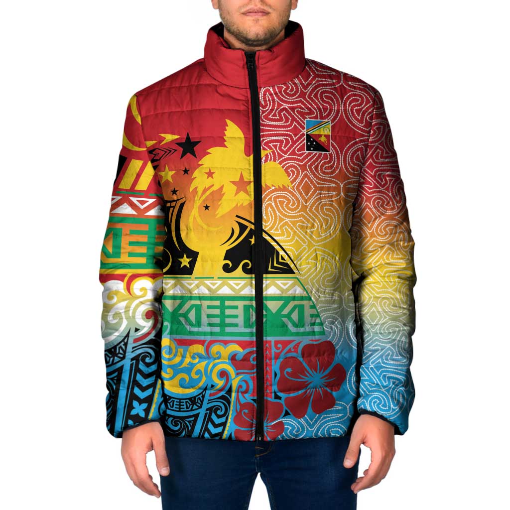 Personalised Torba PNG Day Padded Jacket Oro Tapa Pattern LT9 Men Green - Polynesian Pride