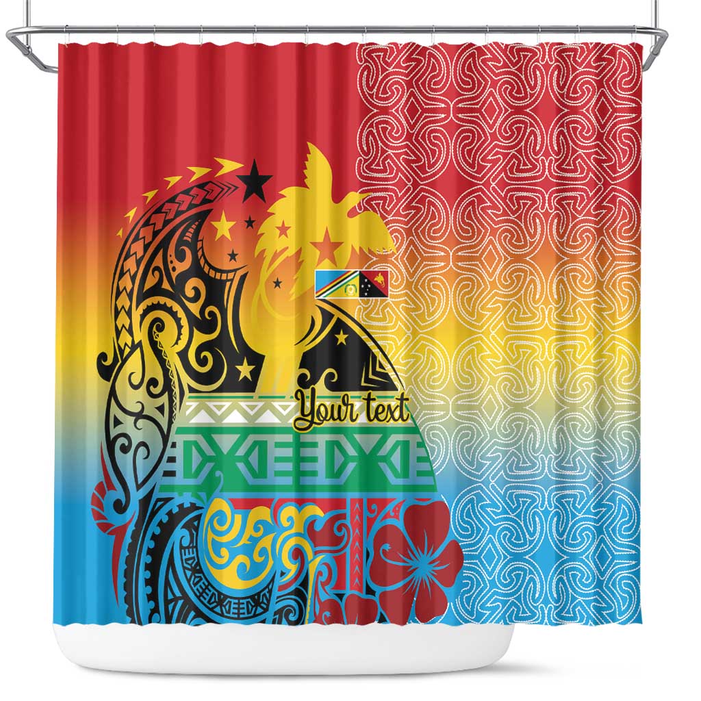 Personalised Torba PNG Day Shower Curtain Oro Tapa Pattern LT9 Green - Polynesian Pride
