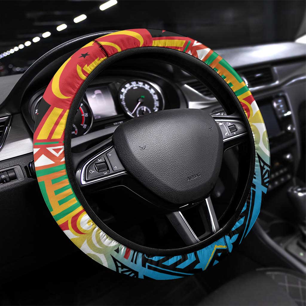 Torba PNG Day Steering Wheel Cover Oro Tapa Pattern LT9 Universal Fit Green - Polynesian Pride